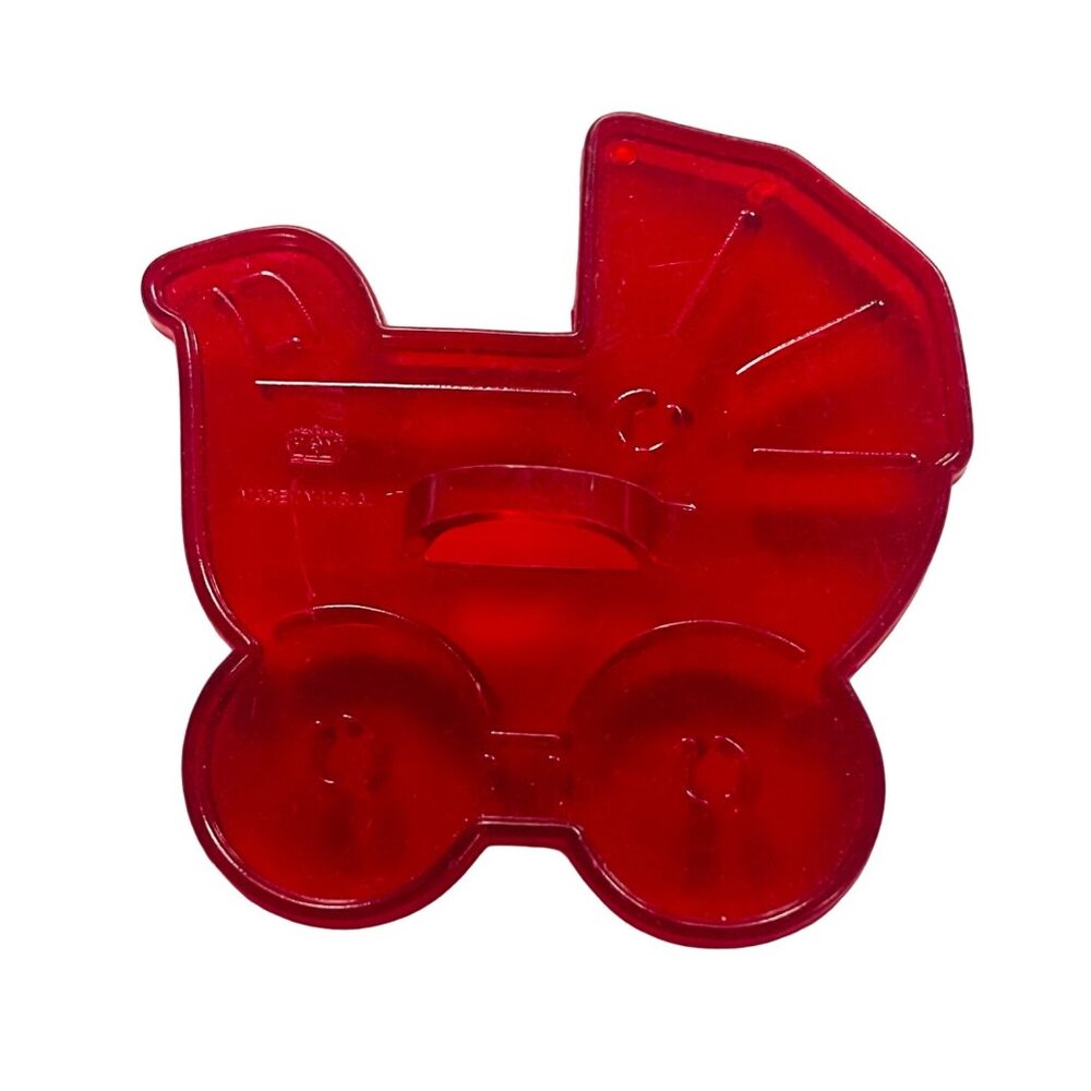 Vintage HRM Baby Stroller Carriage Imprint Cookie Cutter Red Plastic USA